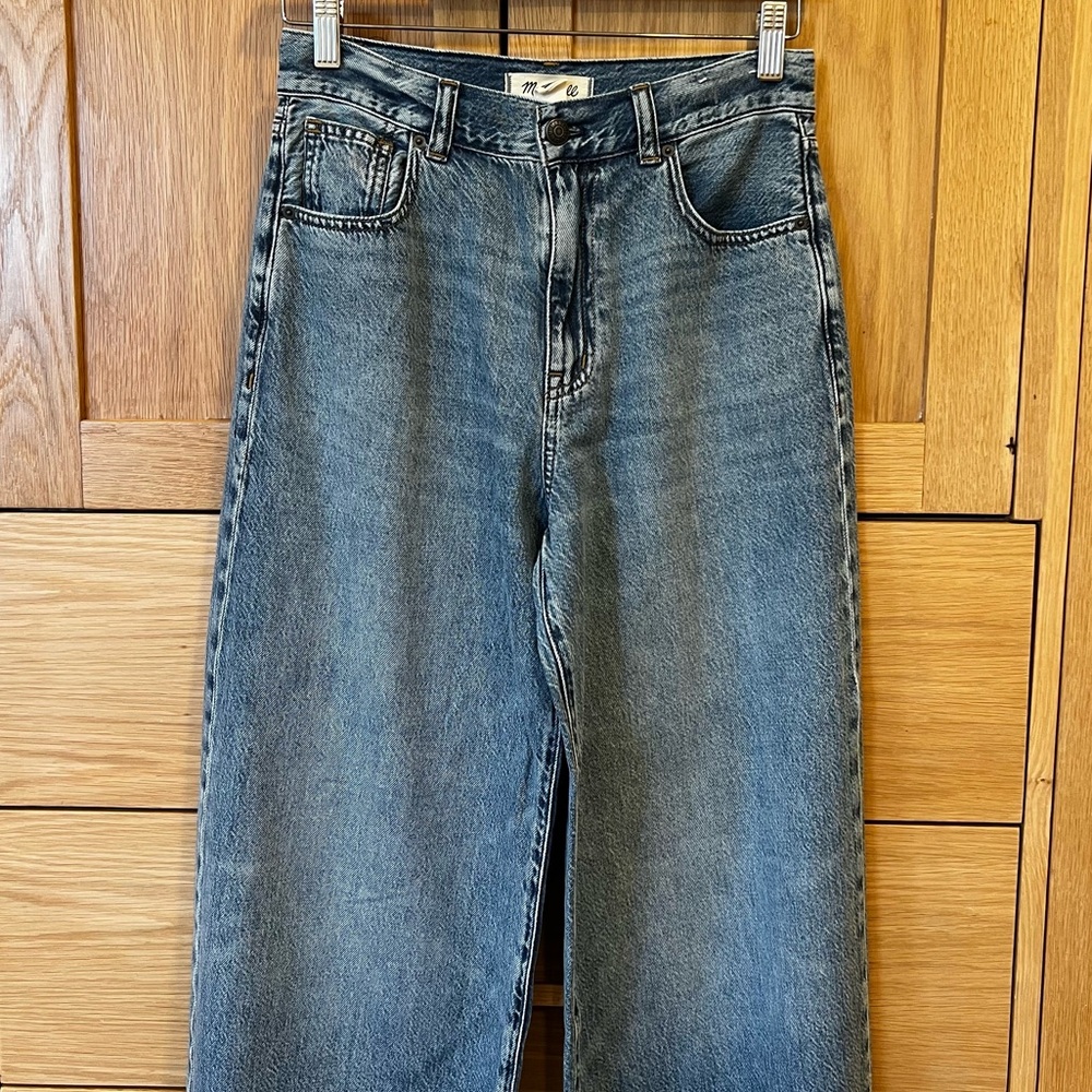 Madewell Super Wide Leg Jeans High Rise Medium Blue Wash Size 26 Contemporary - Picture 2 of 6